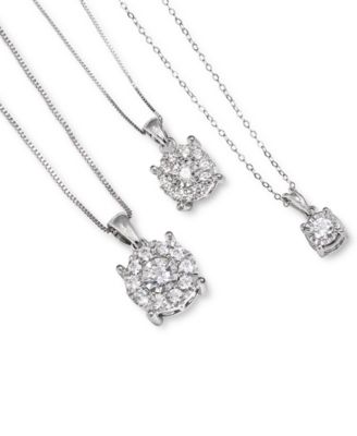 Diamond Halo 18 Pendant Necklace (1/3 ct. t.w.) in 14k White, Yellow or Rose Gold