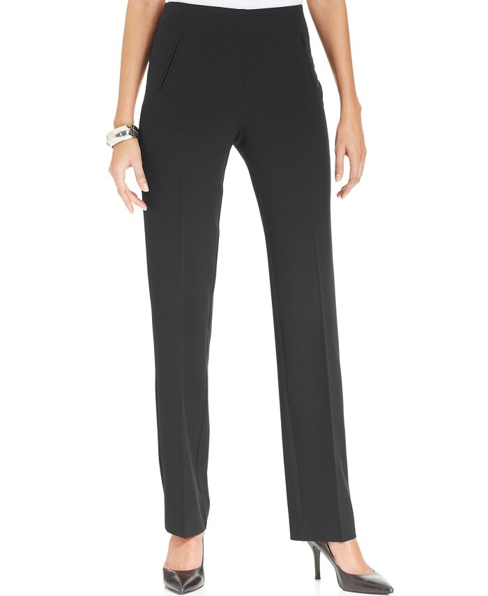 Style & Co Tummy-Control Pull-On Straight-leg Pants in Regular & Petite ...