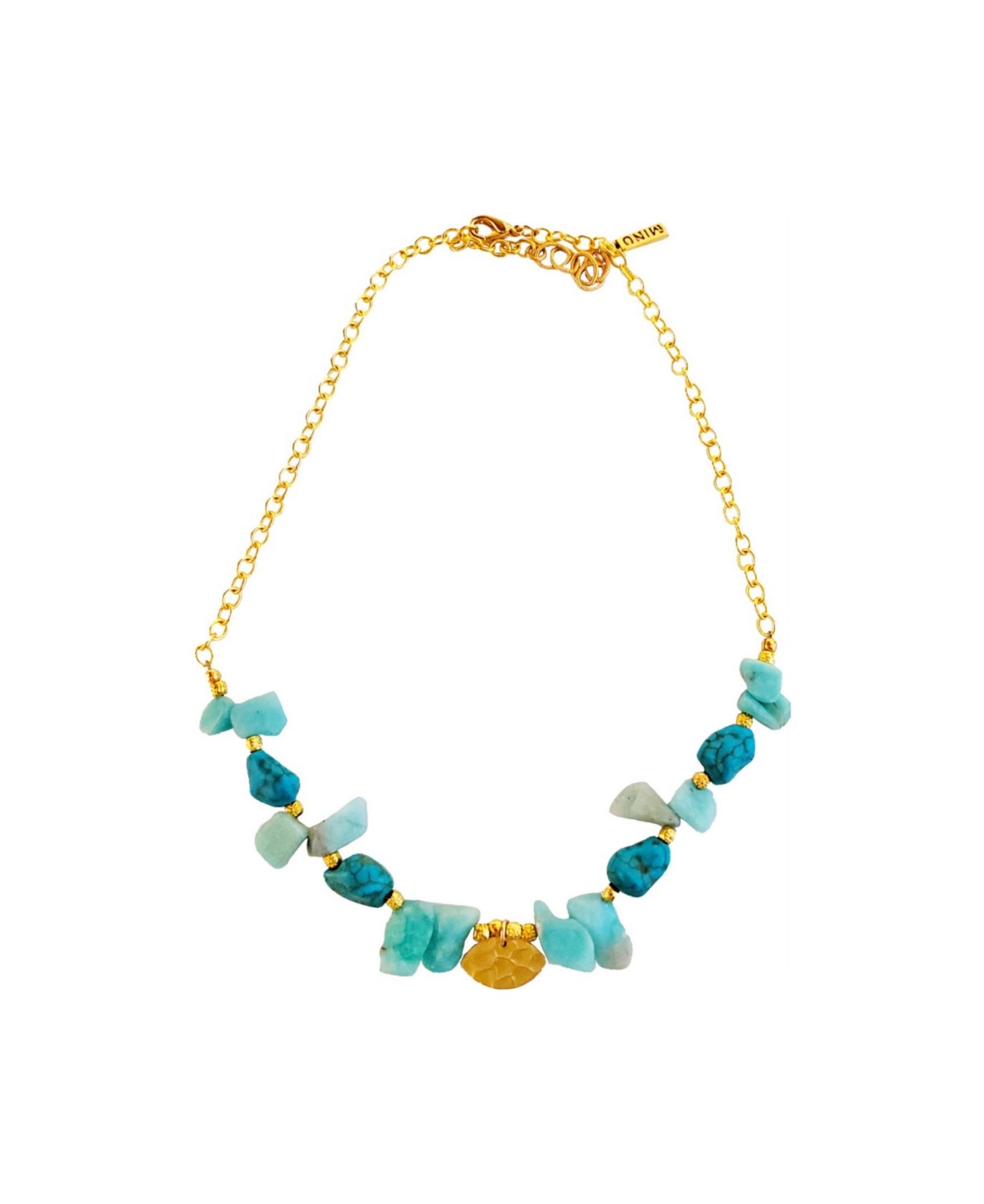 Women's Ain Necklace with Turquoise and Amazonite Stones - Gold-tone