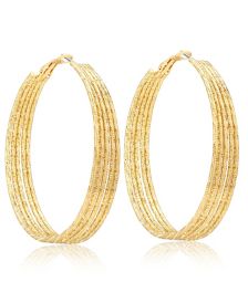 Silver-tone textured multi row clutchless hoop