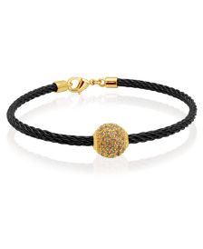 Black and rose gold-tone stainless steel and pave ball bracelet