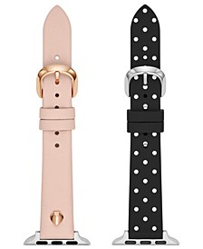 Women's Blush and Black Dot Leather Bands Set for Apple Watch, 38-40mm