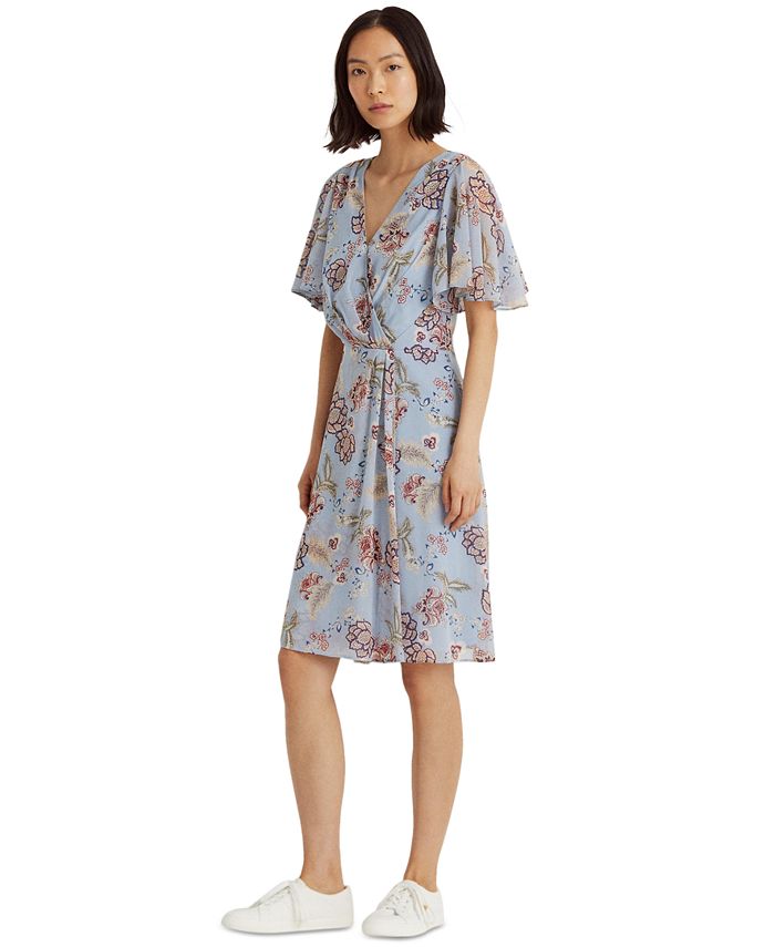 Lauren Ralph Lauren Flutter-Sleeve Georgette Dress & Reviews - Dresses -  Women - Macy's
