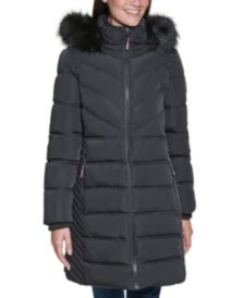 Faux-Fur-Trim Hooded Puffer Coat