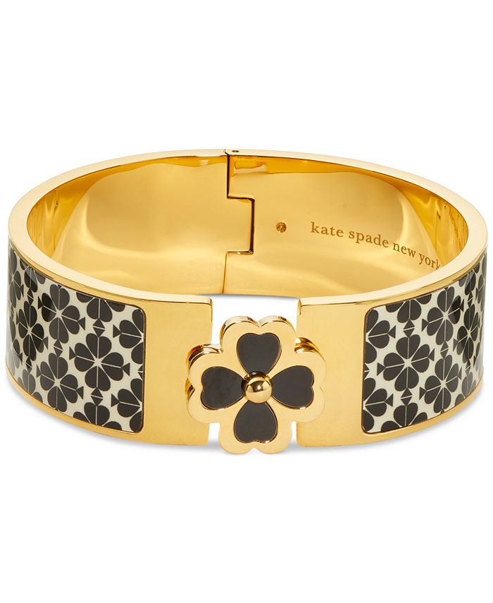 kate spade new york Gold-Tone Black & White Spade Flower Hinge Bracelet &  Reviews - Bracelets - Jewelry & Watches - Macy's