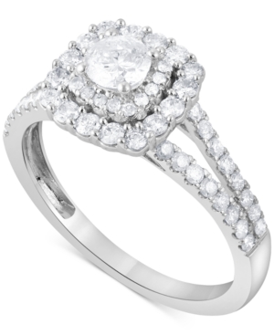 MACY'S DIAMOND DOUBLE HALO RING (1 CT. T.W.) IN 14K WHITE GOLD