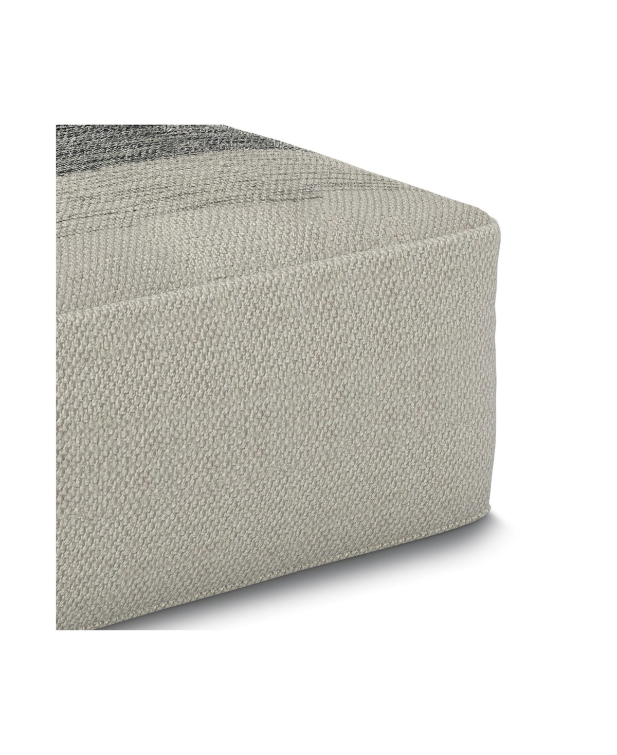 Sabella Square Woven Outdoor and Indoor Pouf - Gray and White