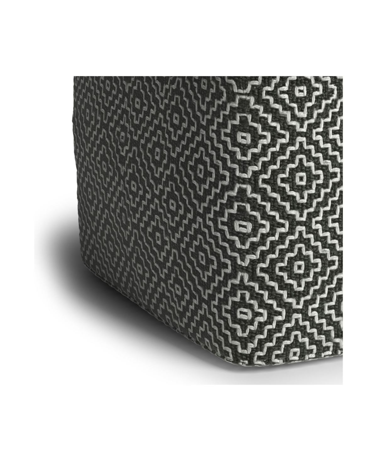 Shop Macy's Briella Square Woven Outdoor And Indoor Pouf In Gray And White