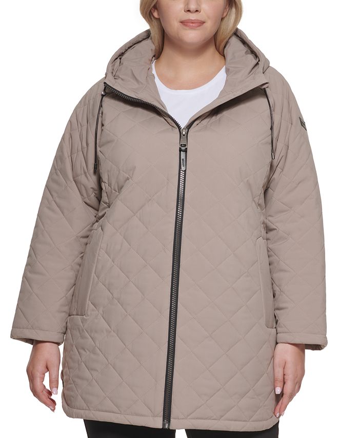 DKNY Women's Plus Size Faux-Leather Trimmed Hooded Coat & - Coats & Jackets - Plus Sizes - Macy's