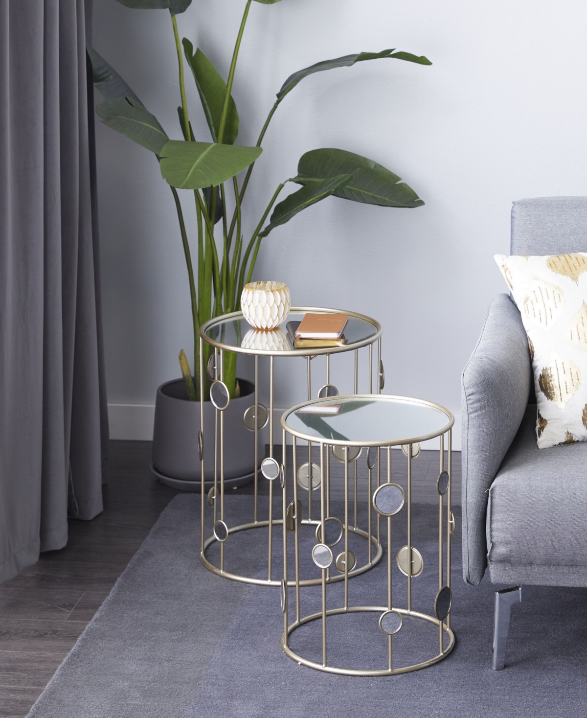 Metal Contemporary Accent Table, 2 Pieces