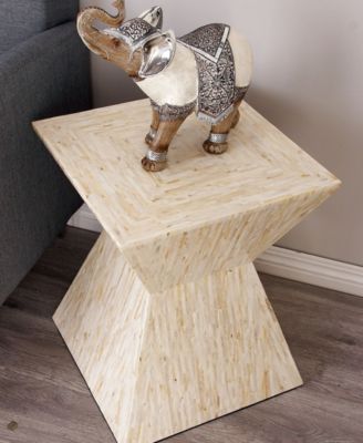 Mussel Shells and Wood Contemporary Accent Table