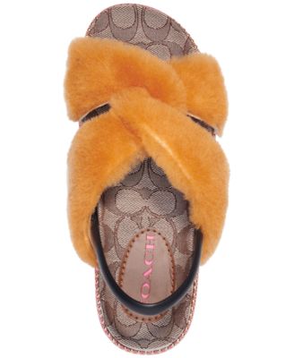 fluffy slingback sandals