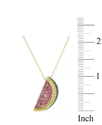 Macy's - Pink Tourmaline (1-1/3 ct. t.w.), Tsavorite (1 ct. t.w.) Yellow Sapphire (5/8 ct. t.w.) Pendant 14K Gold