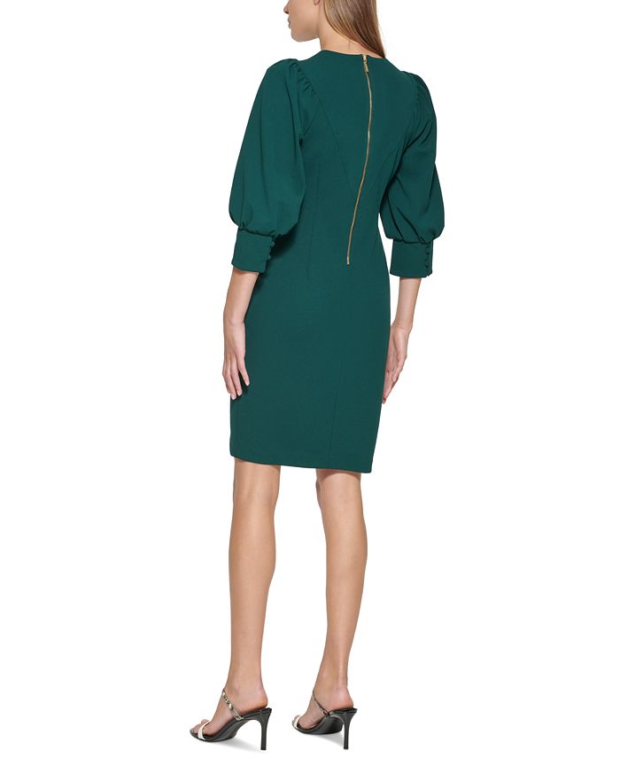 Calvin Klein Women's Keyhole Puff Sleeve DressGreen Size 10