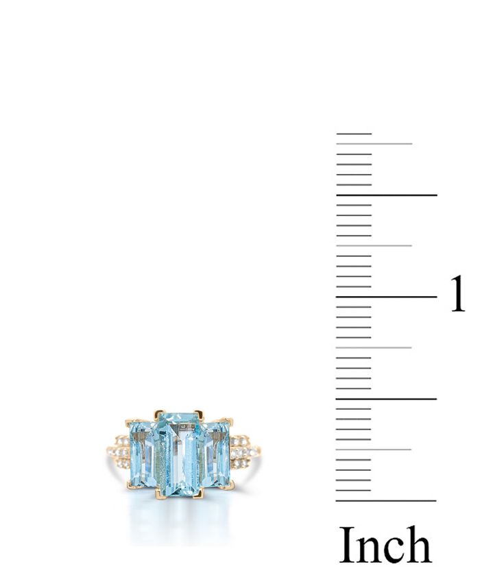 Macy's - Aquamarine (3 ct. t.w) Diamond (1/2 ct. t.w.) Ring in 14K Yellow Gold