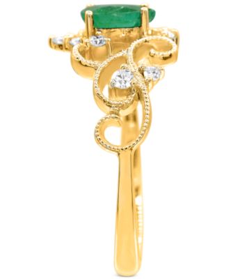 Gemstone and Diamonds (1/8  ct. t.w.) Ring Set in 14k Yellow Gold