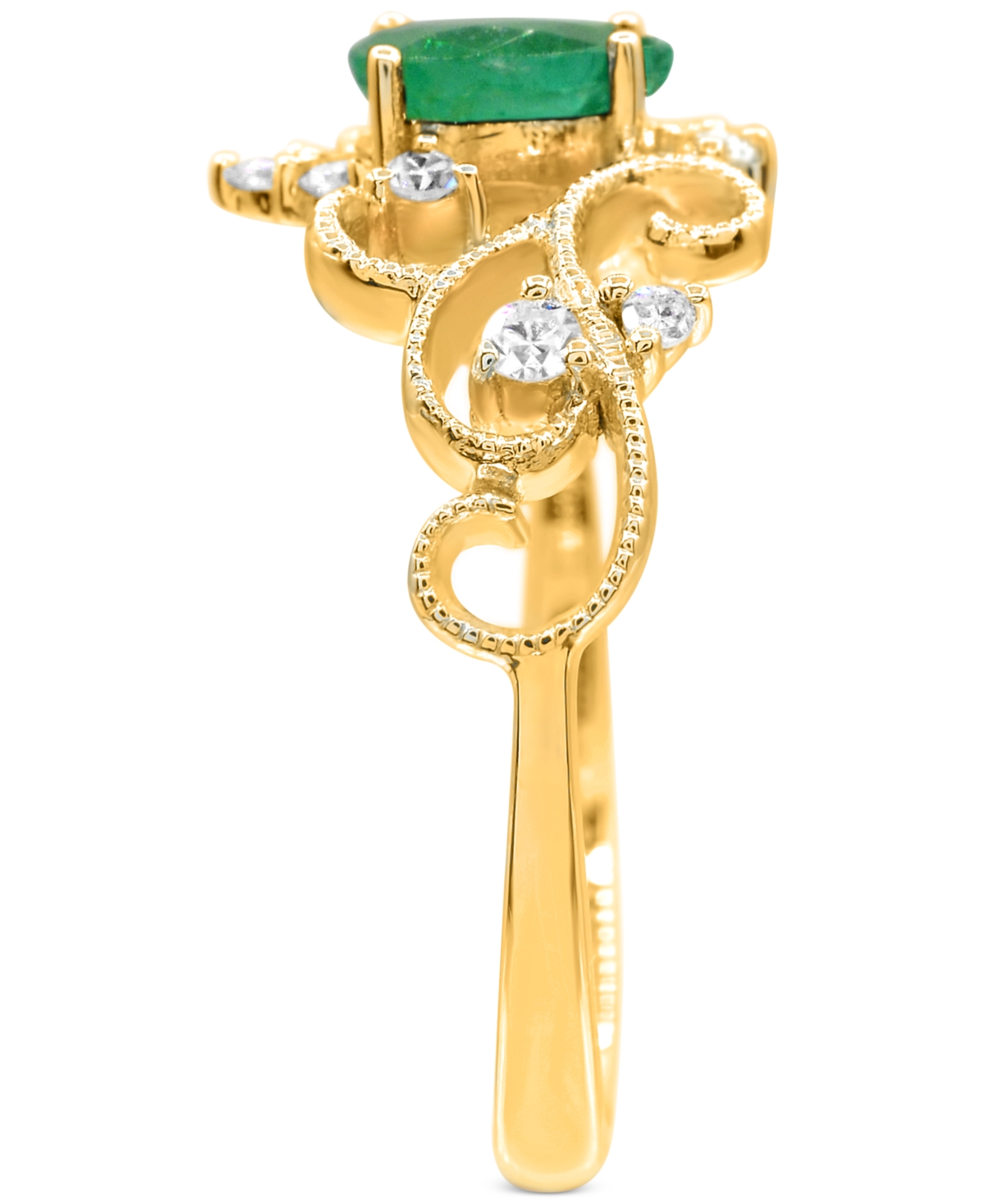 Gemstone and Diamonds (1/8 ct. t.w.) Ring Set in 14k Yellow Gold