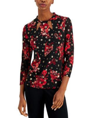 Nine West - Cutout 3/4-Sleeve Top