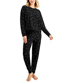 Long Sleeve Waffle Pajama Top and Jogger Set, Created for Macy's