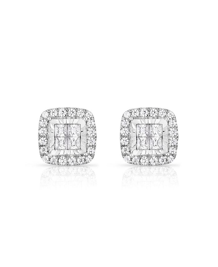 TruMiracle Diamond Frame Quad Stud (1 ct. t.w.) in 14k White Gold - Macy's