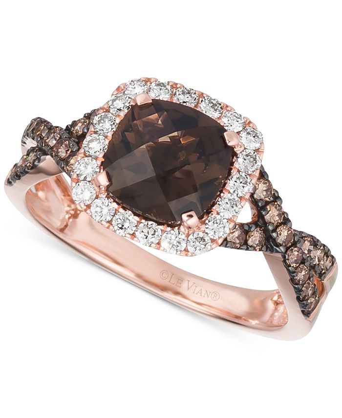 Le Vian Chocolate Quartz (1-1/6 ct. .) & Diamond (1/2 ct. .) Ring in  14k Rose Gold & Reviews - Rings - Jewelry & Watches - Macy's