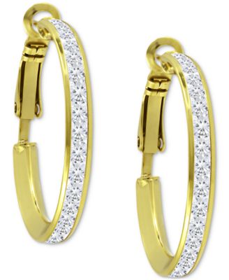 Cubic Zirconia Medium Hoop Earrings, 1", Created for Macy's