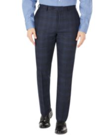 Men's Infinite Stretch Navy Windowpane Wool Suit Separate Pants