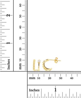 Cubic Zirconia Cuff Hoop Earrings in Sterling Silver