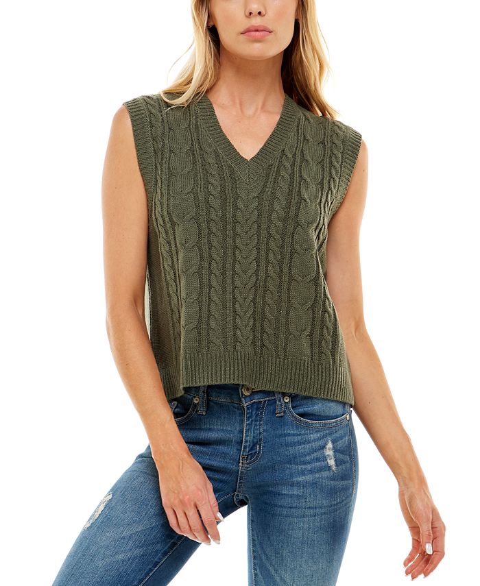 And Now This Women's Cable-Knit Mock-Neck Sleeveless Sweater - Macy's