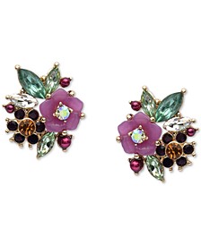 Gold-Tone Multicolor Crystal Flower Stud Earrings, Created for Macy's