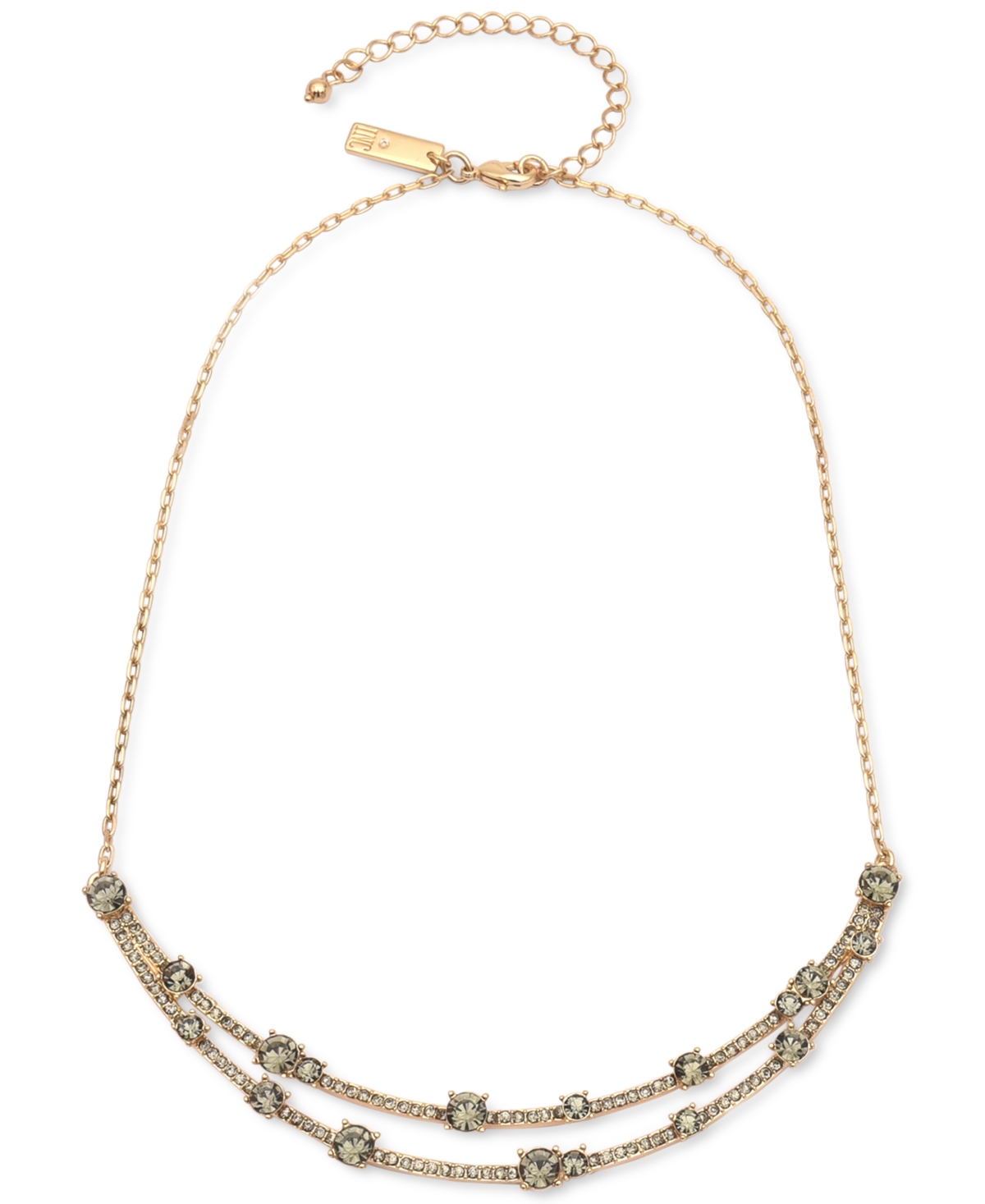 Inc International Concepts Goldtone Black Stone Frontal Necklace, 17