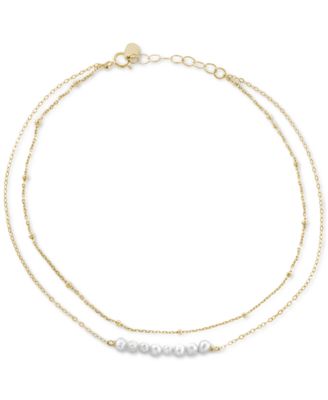 Giani Bernini - Cultured Freshwater Pearl (3-4mm) Layered Ankle Bracelet