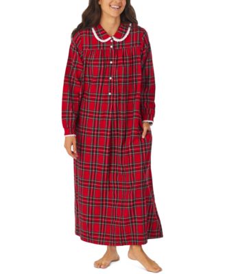 Cotton Lace-Trim Flannel Nightgown