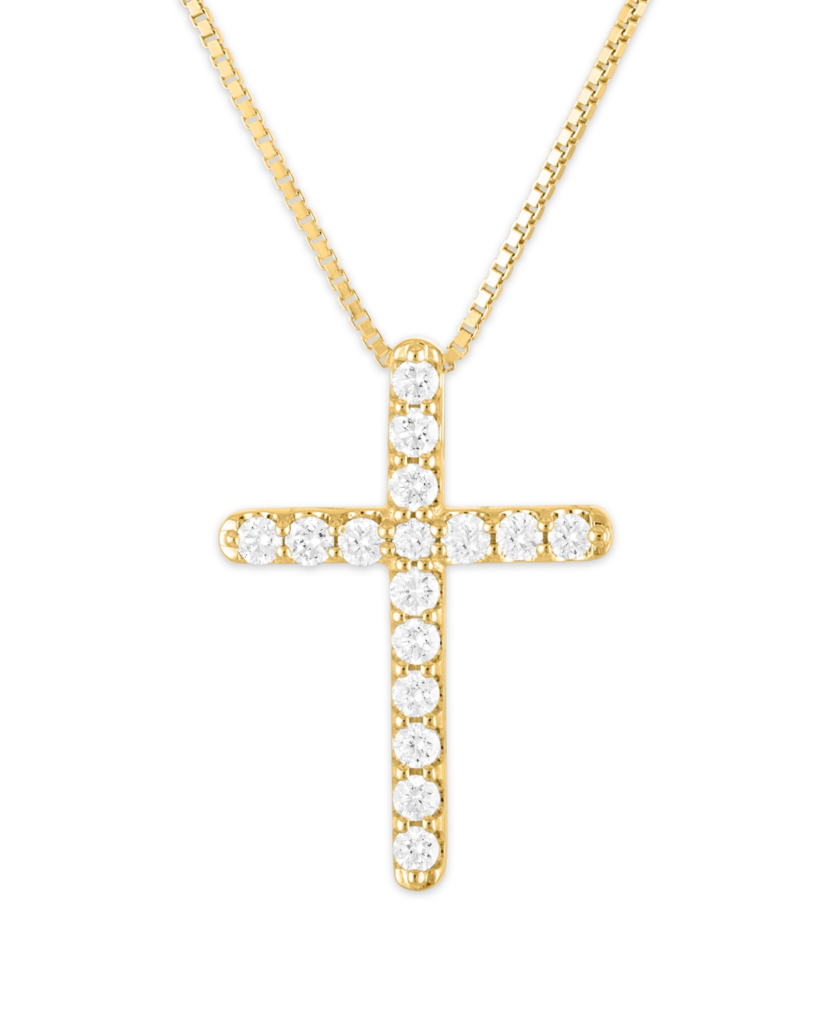 Forever Grown Diamonds Lab-Created Diamond Cross 18" Pendant Necklace (1/2 ct. t.w.) in Sterling Silver, 14k Gold-Plated Sterling Silver or 14k Rose Gold-Plated Sterling Silver
