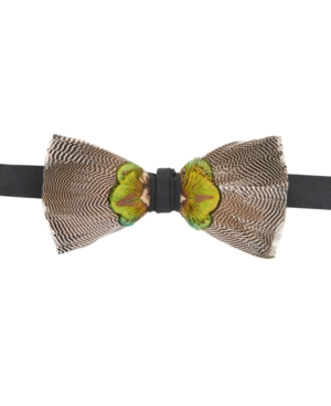 Tallia Men's Taupe Feather Bowtie