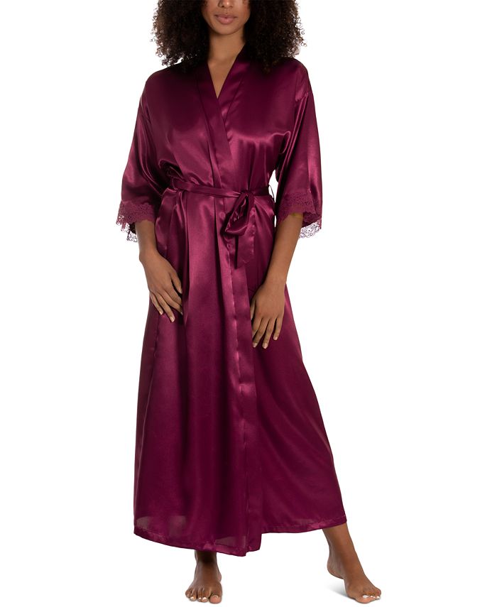 Linea Donatella LaceTrim Long Charmeuse Satin Wrap Robe Macy's