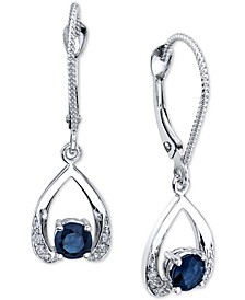 Sapphire (3/4 ct. t.w.) & Diamond (1/10 ct. t.w.) Wishbone Drop Earrings in 14k White Gold