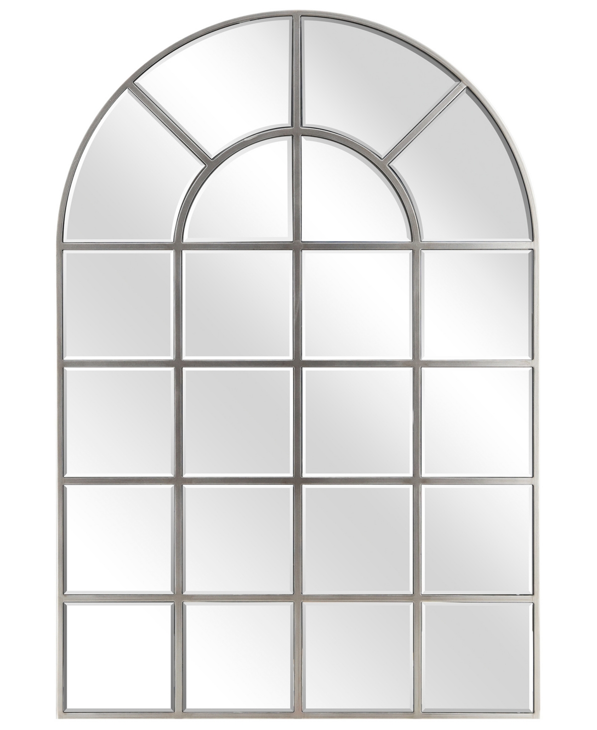 Solid Wood Base Covered with Beveled Arch Window Mirror - 30" x 40" - Clear