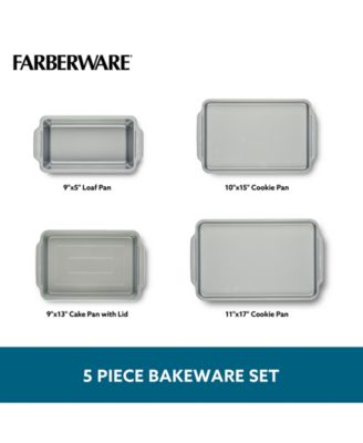Nonstick Bakeware Set with On-the-Go Cake Pan and Lid, 5-Piece