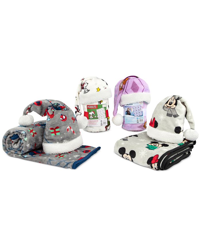 Snoopy Peanuts Travel Blanket and Santa Hat Macy's
