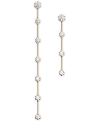 Swarovski - Gold-Tone Crystal Studded Mismatch Linear Drop Earrings