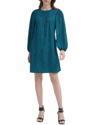 Dkny Floral-print Puff-sleeve Dress In 