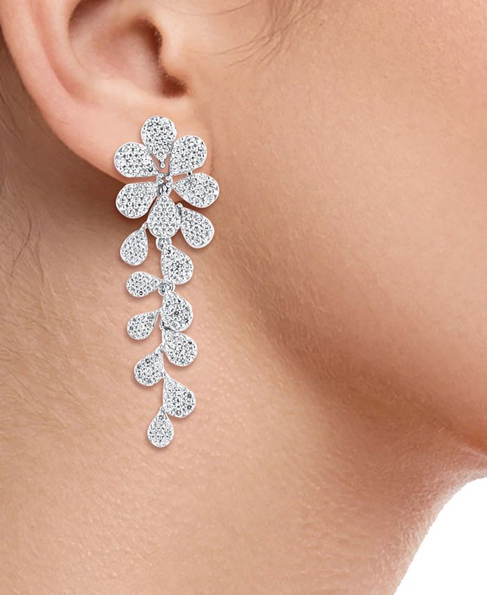 Macy's - Diamond Floral Drop Earrings (1-1/2 ct. t.w.) in 14k White Gold