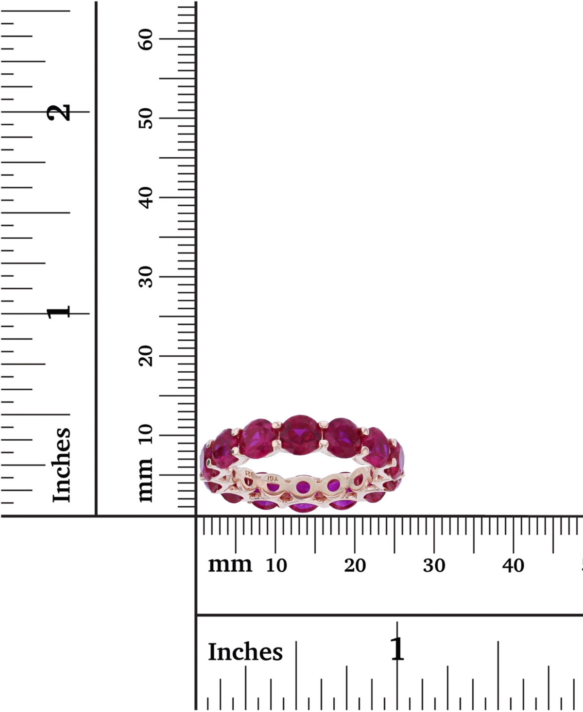 Red Cubic Zirconia Eternity Band in 14k Rose Gold Plated Sterling Silver - 14k Rose Gold Plated Sterling Silver