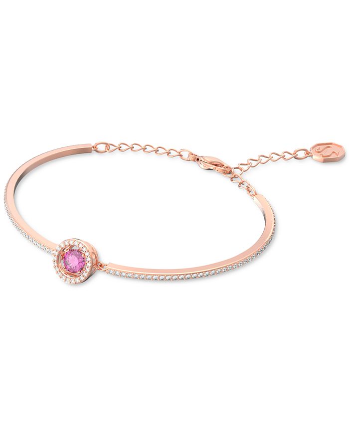 Swarovski Rose Gold-Tone Crystal Halo Bangle Bracelet - Macy's