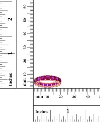 Red Princess Cut Cubic Zirconia Eternity Band in 14k Rose Gold Plated Sterling Silver