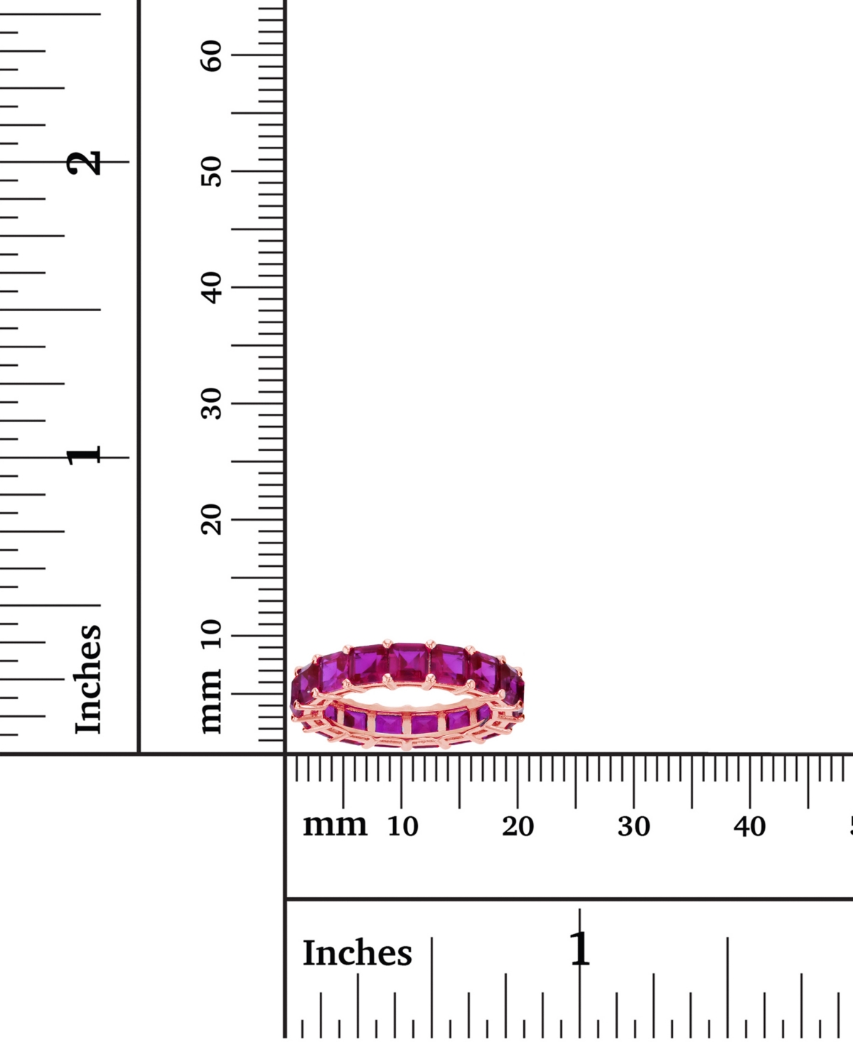 Princess Cut Cubic Zirconia Eternity Band in 14k Rose Gold Plated Sterling Silver - Red