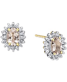 Morganite (7/8 ct. t.w.) & Diamond (1/4 ct. t.w.) Halo Stud Earrings in 10k Gold