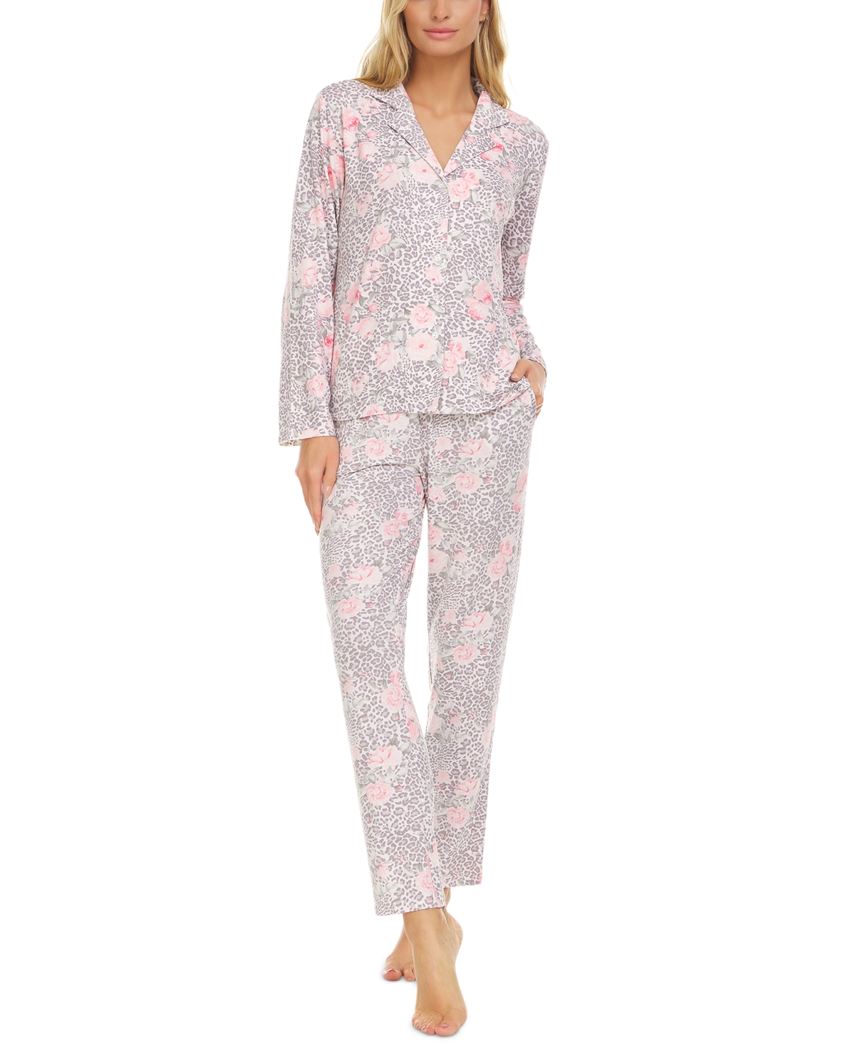Flora by Flora Nikrooz Tammy Notch Collar Top & Pants Pajama Set