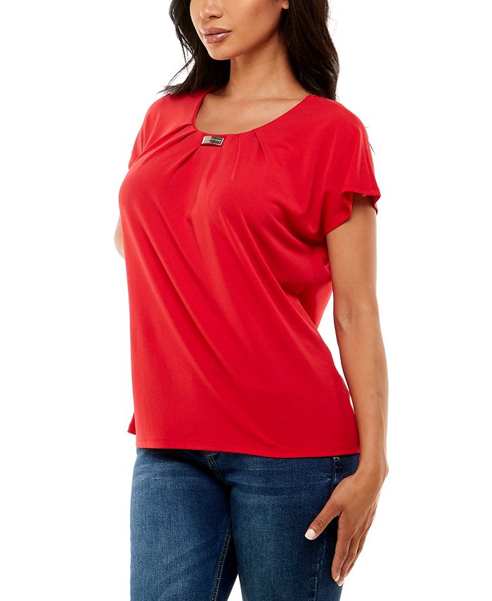 Adrienne Vittadini Women's Dolman Sleeve Top with Curved Bar & Reviews ...